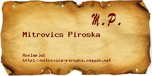 Mitrovics Piroska névjegykártya